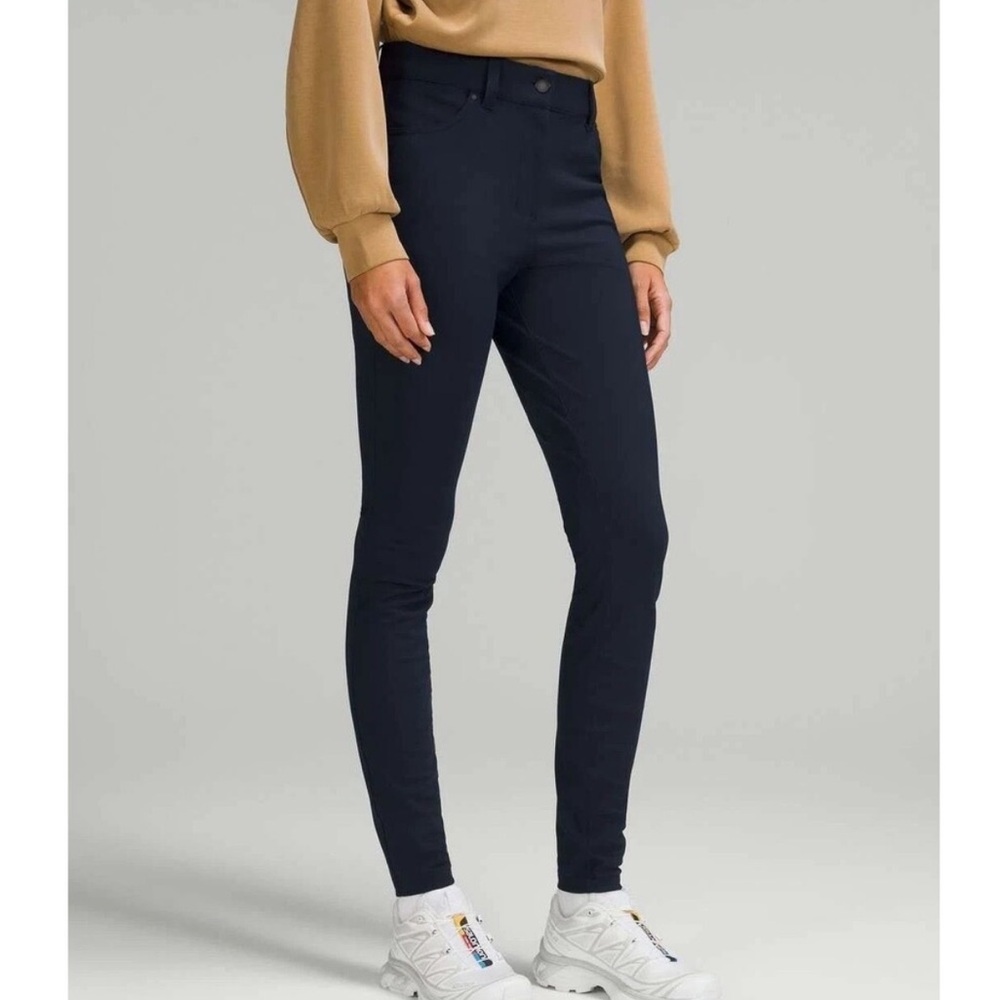 LULULEMON City Sleek 7/8 Slim-Fit 5 Pocket Pant Women High Rise Navy Commute 28